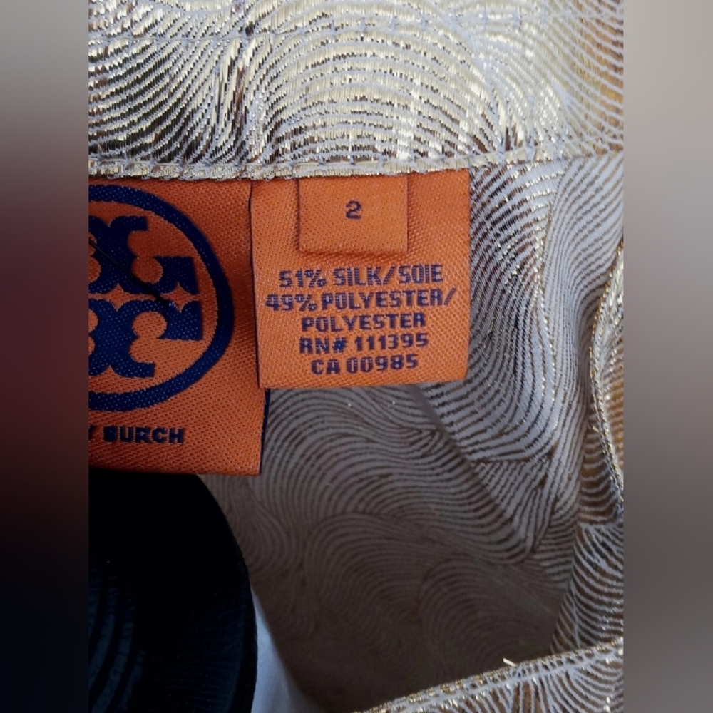 Tory Burch Silk Blend Luxe Gold Metallic Top $350 Stephanie Collection. Like New - Picture 4 of 13